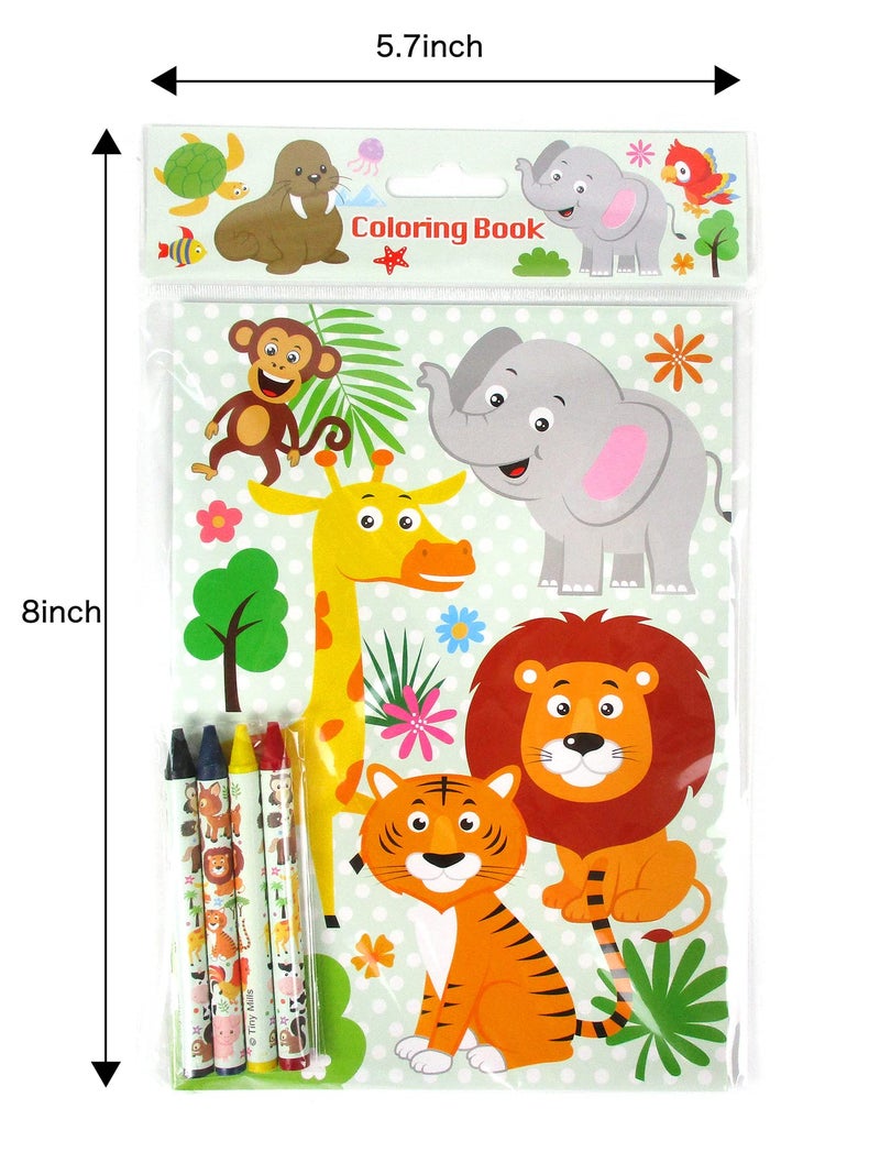 TINYMILLS Animal Friends Coloring Books for Kids with 12 Coloring Books and 48 Crayons Goody Bag Filler Assorted Animals Party Favors Classroom Rewards - Image 4